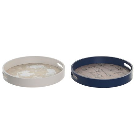 Snack tálca DKD Home Decor Kék Fehér 35 x 35 x 5 cm Fa MDF (2 egység) MOST 13860 HELYETT 8111 Ft-ért!
