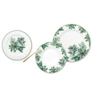   Evőeszközök DKD Home Decor Fehér Zöld Porcelán Növényi levél Karácsony 27 x 27 x 2 cm 18 Darabok MOST 51178 HELYETT 29954 Ft-ért!