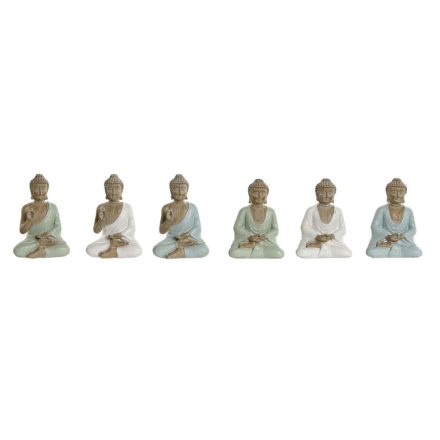 Dekoratív Figura Home ESPRIT Fehér Zöld Türkizkék Buddha Keleti 6 x 4 x 8,5 cm (6 egység) MOST 17565 HELYETT 10277 Ft-ért!