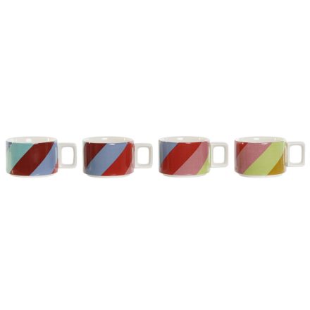 Darabos Kávéscsésze Szett DKD Home Decor Fehér Többszínű Világos barna Fém Bambusz Dolomite modern 260 ml MOST 16907 HELYETT 10120 Ft-ért!