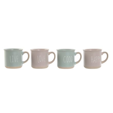 4 Darabos Bögre Szett Home ESPRIT Kék Rózsaszín Kőedény 355 ml 9,7 x 7 x 9,2 cm MOST 15909 HELYETT 9524 Ft-ért!