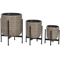   Virágcserepek készlete Home ESPRIT Fém polipropilén Rattan 39 x 39 x 49 cm MOST 83592 HELYETT 52897 Ft-ért!