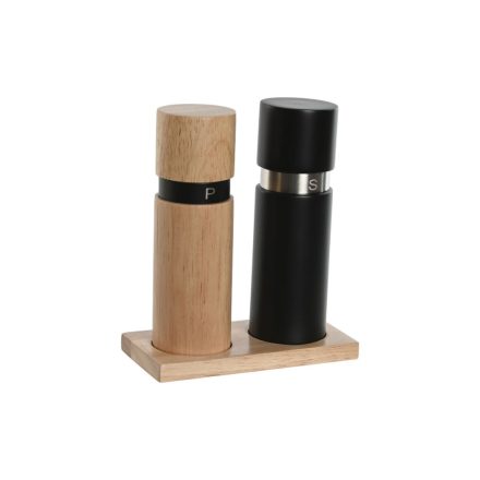 Só- és Borsszóró Home ESPRIT Fekete Természetes Rozsdamentes acél Gumifa 14 x 7 x 16,5 cm MOST 17023 HELYETT 10194 Ft-ért!