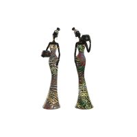   Dekoratív Figura Home ESPRIT Többszínű Afrikai Nő 10 x 7,5 x 38,5 cm (2 egység) MOST 28996 HELYETT 16974 Ft-ért!