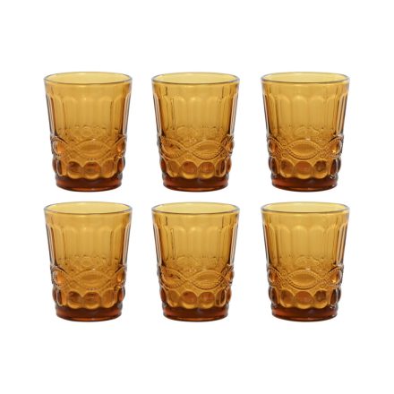 Pohárkészlet Home ESPRIT Borostyán Kristály Reliefes 240 ml (6 egység) MOST 14749 HELYETT 8830 Ft-ért!
