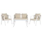   Asztal szett 3 fotellel Home ESPRIT Fehér Acél 123 x 66 x 72 cm MOST 556591 HELYETT 356983 Ft-ért!