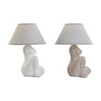   Asztali lámpa Home ESPRIT Fehér Bézs szín Kőedény 40 W 220 V 22 x 22 x 30 cm (2 egység) MOST 48015 HELYETT 28102 Ft-ért!