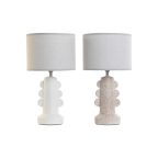   Asztali lámpa Home ESPRIT Fehér Bézs szín Kőedény 40 W 220 V 23 x 23 x 41 cm (2 egység) MOST 50111 HELYETT 29326 Ft-ért!