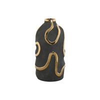   Váza Home ESPRIT Szürke Aranysàrga Kőedény Absztrakt modern 17 x 17 x 35 cm MOST 22236 HELYETT 13013 Ft-ért!