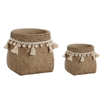 Virágcserepek készlete Home ESPRIT Világos barna Cement Trópusi 30 x 29 x 25 cm MOST 35833 HELYETT 20975 Ft-ért!