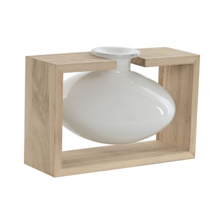 Váza Home ESPRIT Fehér Természetes Fa Kristály 22 x 16 x 15 cm MOST 17062 HELYETT 10211 Ft-ért!