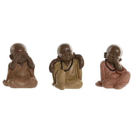 Dekoratív Figura Home ESPRIT Narancszín Korall Lime Gyanta Szerzetes Keleti 8,5 x 7 x 9,7 cm (3 egység) MOST 10704 HELYETT 6407 Ft-ért!