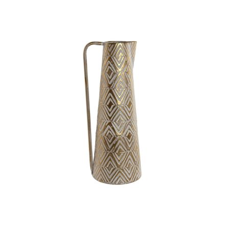 Váza Home ESPRIT Fehér Aranysàrga Fém modern 19,5 X 19,5 X 53 cm MOST 23597 HELYETT 13807 Ft-ért!
