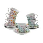   Csésze Szett Alátétekkel Versa Porcelán Szívek MOST 14378 HELYETT 7168 Ft-ért!