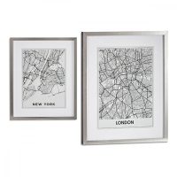   Kép London New York Ezüst Fa Üveg (43 x 3 x 53 cm) MOST 17101 HELYETT 6184 Ft-ért!