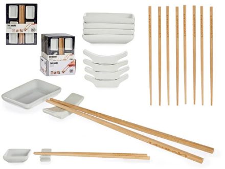 Sushi szett Fehér Kerámia (12 Darabok) Sushi szett Fehér Kerámia (12 Darabok)
