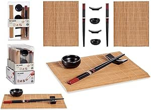 Sushi szett Barna Fekete Kerámia Bambusz (8 Darabok) 