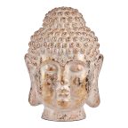   Dekoratív kerti figura Buddha fej Fehér/Arany Polyresin (45,5 x 68 x 48 cm) MOST 84575 HELYETT 66538 Ft-ért!