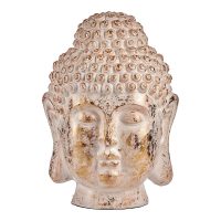   Dekoratív kerti figura Buddha fej Fehér/Arany Polyresin (45,5 x 68 x 48 cm) MOST 84575 HELYETT 66538 Ft-ért!