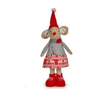   Dekoratív Figura Egér Karácsony 48 cm Fehér Piros Szürke Krémszín MOST 20233 HELYETT 8235 Ft-ért!