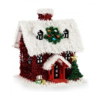   Dekoratív Figura Karácsony Tinsel Ház 19 x 24,5 x 19 cm Piros Fehér Zöld Műanyag polipropilén MOST 7727 HELYETT 2538 Ft-ért!