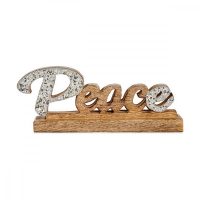   Dekoratív Figura Peace Glitter 6 x 13 x 31 cm Ezüst színű Fa MOST 11911 HELYETT 4299 Ft-ért!