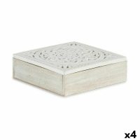   Dekoratív doboz Fehér Fa 22 x 7,5 x 22 cm (4 egység) MOST 27689 HELYETT 16990 Ft-ért!