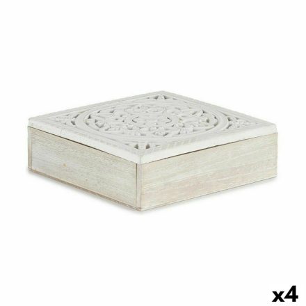 Dekoratív doboz Fehér Fa 22 x 7,5 x 22 cm (4 egység) MOST 27689 HELYETT 16990 Ft-ért!