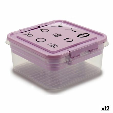 Ékszeres doboz Lila Átlátszó Műanyag 24,5 x 11,5 x 26 cm (12 egység) MOST 51696 HELYETT 35229 Ft-ért!