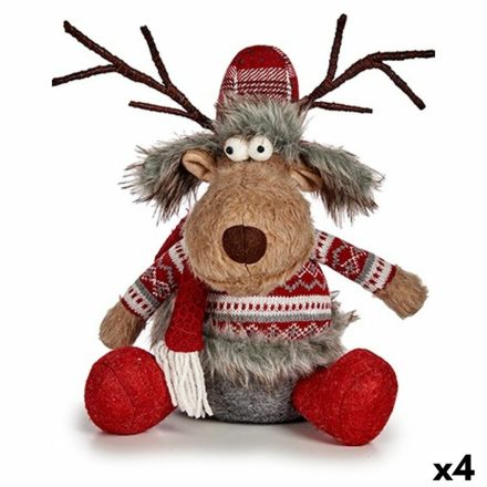 Dekoratív Figura Szarvas Fehér Barna Piros Szürke 17 x 30 x 27 cm (4 egység) MOST 47079 HELYETT 32079 Ft-ért!
