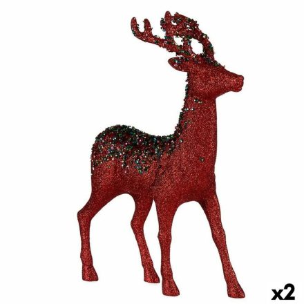 Dekoratív Figura Karácsonyi rénszarvas Piros Műanyag 15 x 45 x 30 cm (2 egység) MOST 26010 HELYETT 15957 Ft-ért!
