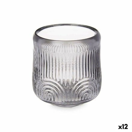 Gyertyatartó Csíkok Szürke Kristály 9 x 9,5 x 9 cm (12 egység) MOST 36962 HELYETT 22678 Ft-ért!