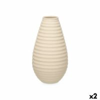   Váza Bézs szín Kerámia 22 x 44 x 22 cm (2 egység) Csíkok MOST 24262 HELYETT 14890 Ft-ért!