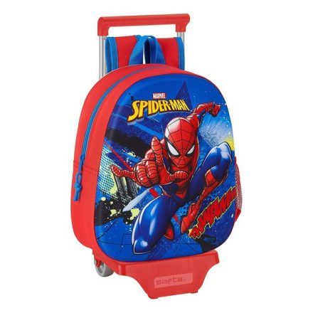 Iskolatáska Kerekekkel Spiderman Kék Piros