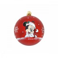   Karácsonyi dísz Mickey Mouse Happy smiles 6 egység Piros Műanyag (Ø 8 cm) MOST 10356 HELYETT 5812 Ft-ért!