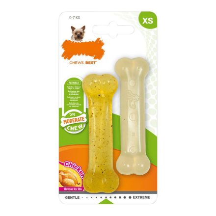 Kutya rágójátékok Nylabone Moderate Chew Twin Hőre lágyuló Csirke XS (2 pcs) MOST 7510 HELYETT 4217 Ft-ért!