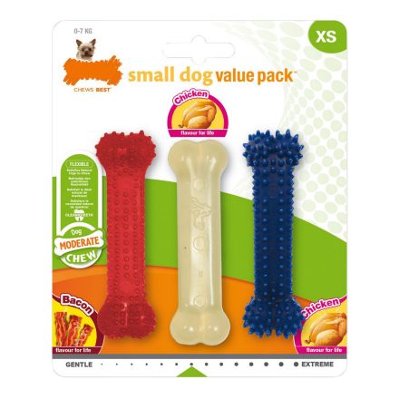 Kutya rágójátékok Nylabone Value Pack Bacon S méret Csirke Hőre lágyuló (3 pcs) MOST 9041 HELYETT 5407 Ft-ért!