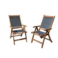   Kerti fotel Akácfa Textil Szürke (2 egység) (59 x 45,5 x 75,5 cm) MOST 110879 HELYETT 90672 Ft-ért!