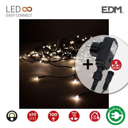 LED-es fényfüggöny EDM Easy-Connect Programozható Meleg fehér (2 x 1 m) MOST 23876 HELYETT 16081 Ft-ért!