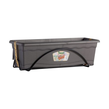 Ültető cserép alátéttel Plastiken Antracit polipropilén 60 x 24 cm MOST 15515 HELYETT 9285 Ft-ért!