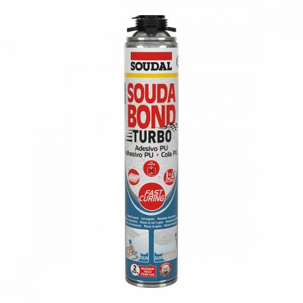 Hab Soudal SoudaBond Turbo Poliuretán Fegyver 750 ml MOST 16451 HELYETT 9847 Ft-ért!