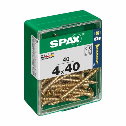 Csavaros doboz SPAX Fa csavar Lapos fej (4,0 x 40 mm) (4 x 40 mm) MOST 4014 HELYETT 2398 Ft-ért!