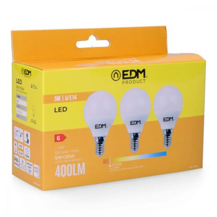 Pack of 3 LED bulbs EDM G 5 W E14 400 lm Ø 4,5 x 8 cm (3200 K) MOST 5646 HELYETT 3167 Ft-ért!