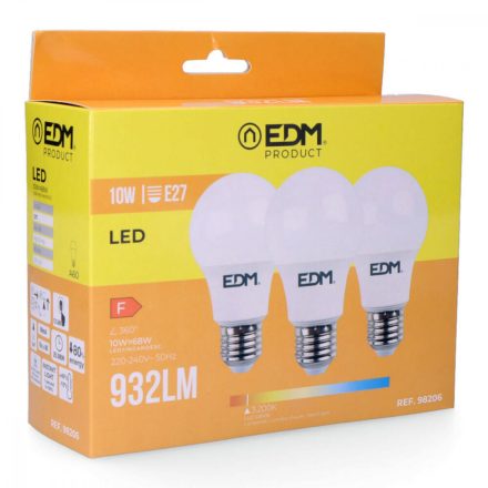 3 db LED-izzó EDM 98206 F 60 W 10 W 68 W E27 810 Lm 932 Lm Ø 6 x 10,8 cm (3200 K) MOST 6752 HELYETT 3539 Ft-ért!