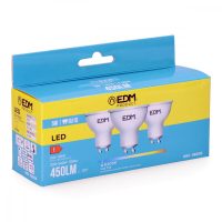   Pack of 3 LED bulbs EDM F 5 W GU10 450 lm Ø 5 x 5,5 cm (6400 K) MOST 6706 HELYETT 3762 Ft-ért!