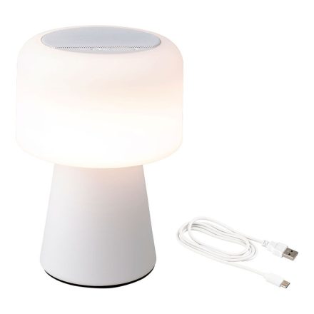 LED-es lámpa Bluetooth hangszóróval és vezeték nélküli töltővel Lumineo 894417 Fehér Újratölthető MOST 59655 HELYETT 45398 Ft-ért!