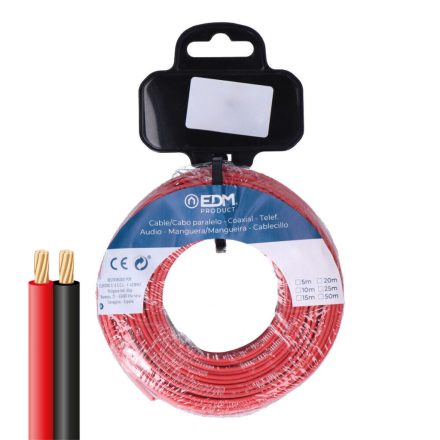Lapos párhuzamos kábel EDM 28709 Fekete Piros 25 m 2 x 1 mm MOST 14935 HELYETT 10054 Ft-ért!