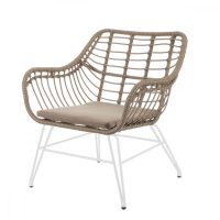   градински стол Ariki 65 x 62 x 76 cm szintetikus rattan Acél Fehér MOST 123517 HELYETT 92954 Ft-ért!