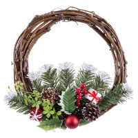   Adventi koszorú Piros Többszínű Rattan Műanyag Ananász 30 cm MOST 13566 HELYETT 8119 Ft-ért!