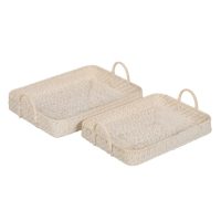   Tálca Fehér Bambusz Rattan 45 x 34 x 13 cm (2 egység) MOST 44086 HELYETT 27689 Ft-ért!